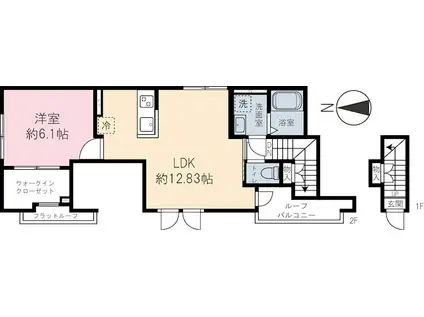 PEEK-A-BOO(1LDK/2階)の間取り写真