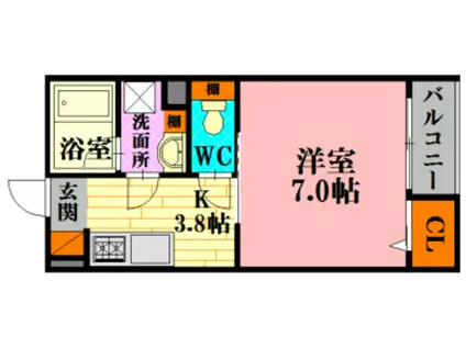 ソレイユ本地 月(1K/2階)の間取り写真