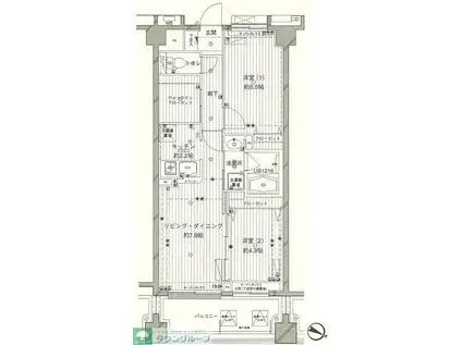 コスモリード西馬込(2LDK/2階)の間取り写真