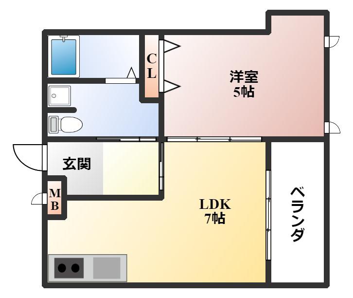 ジュエル曽根東(1LDK/1階)の間取り写真