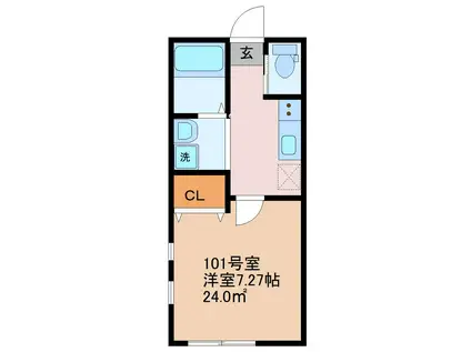 ライズ八千代台(1K/1階)の間取り写真