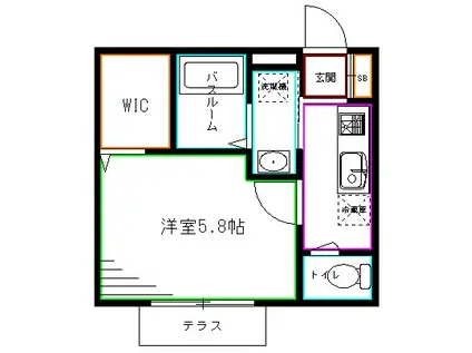 ルナリア善福寺(1K/1階)の間取り写真