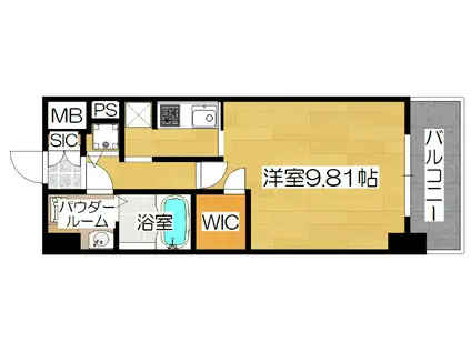 エスリード福島・リバーフロント(1K/3階)の間取り写真