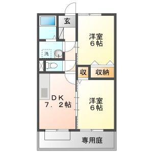 VIILA若宮B(2DK/1階)の間取り写真