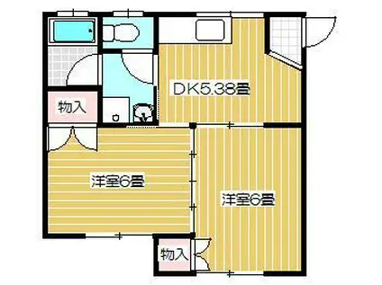 コーポインター(2DK/2階)の間取り写真