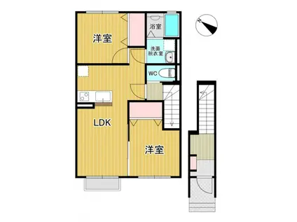 ハイム・ディアコート(2LDK/2階)の間取り写真