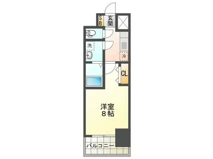 S-RESIDENCE四日市元町(1K/6階)の間取り写真