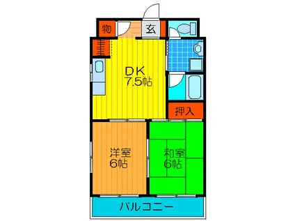 ファースト新北野(2DK/4階)の間取り写真