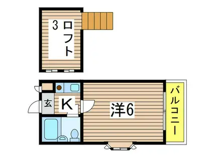 ジュネパレス稲毛第2(1K/2階)の間取り写真