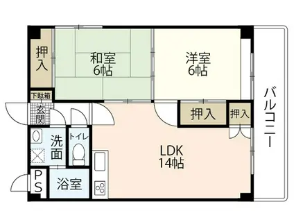 サンフォーレM.K(2LDK/3階)の間取り写真