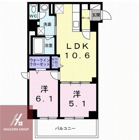 アクシス・エリタージュ(2LDK/2階)の間取り写真