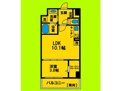 パークライフエサカ(1LDK/4階)の間取り写真