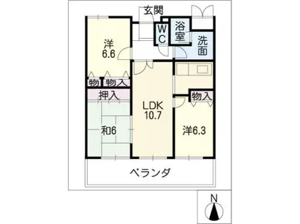 八事ハイグローヴ(3LDK/3階)の間取り写真