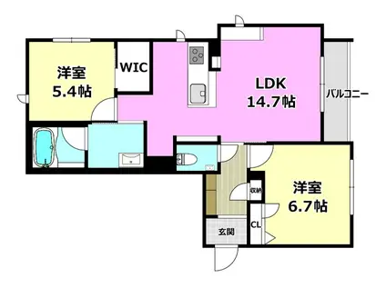 パラッツォ グロリオーサIII(2LDK/2階)の間取り写真