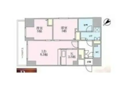 プレール・ドゥーク南千住(2LDK/14階)の間取り写真