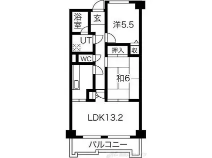 センチュリー竹谷(2LDK/1階)の間取り写真