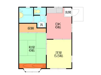 ニューサンライフ茅ケ崎(2DK/1階)の間取り写真
