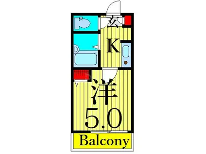 アンソレイユ(1K/2階)の間取り写真