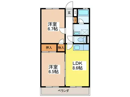 マンション太田II(2LDK/1階)の間取り写真