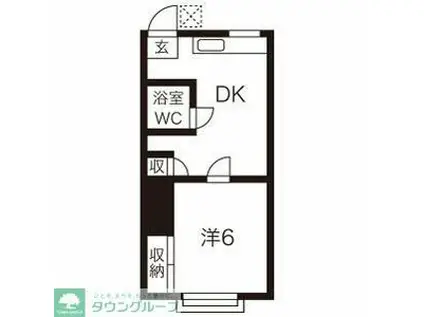 ココ・ユリーヌ(1DK/2階)の間取り写真