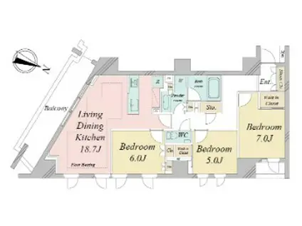 ドゥーエ早稲田(3LDK/5階)の間取り写真