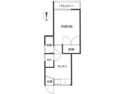 西蒲田ハイツ(1K/1階)の間取り写真