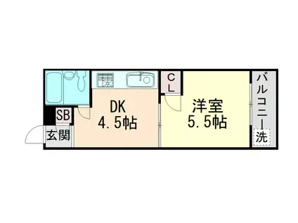 プレタメゾン岡本(1DK/2階)の間取り写真