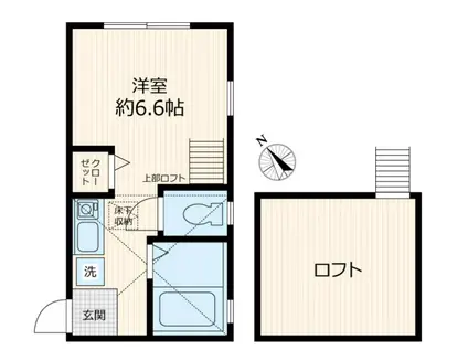 ジーエーヒルズ和田町(ワンルーム/1階)の間取り写真