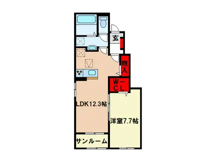 メゾン ド ヴィラ(1LDK/1階)の間取り写真