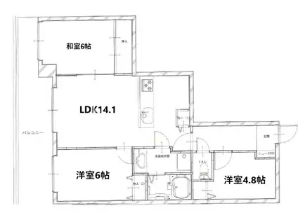 ルネ船橋レジデンスガーデン(3LDK/9階)の間取り写真