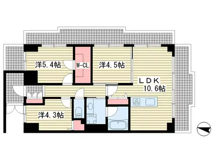 サンワプラザ新神戸(3DK/7階)の間取り写真