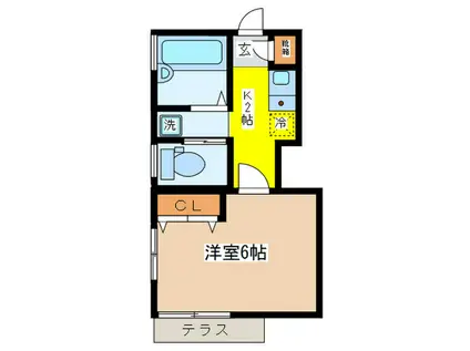 PEACE(1K/1階)の間取り写真