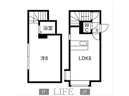 ル・シエル月寒(1LDK/2階)の間取り写真