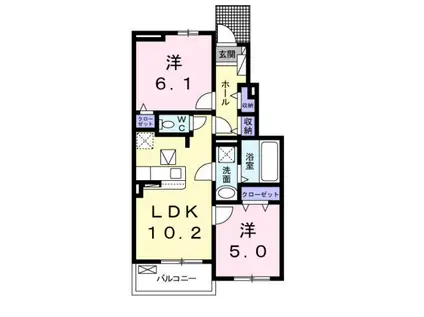 エテルノ・ピース(2LDK/1階)の間取り写真