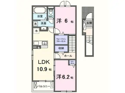 ル・レスト高田(2LDK/2階)の間取り写真