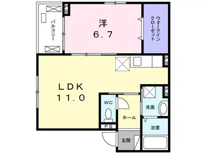ロチェスドール(1LDK/2階)の間取り写真