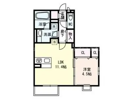 ル・パルファン(1LDK/2階)の間取り写真