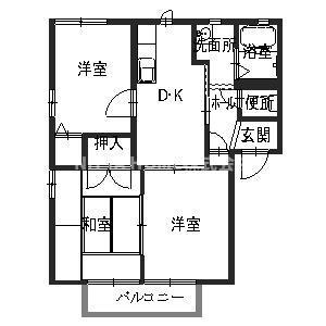 サンロイヤルI・II(2LDK/2階)の間取り写真