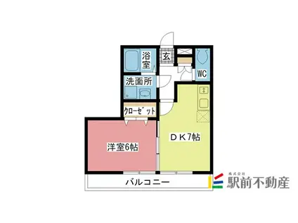 グランドゥール杉(1DK/3階)の間取り写真