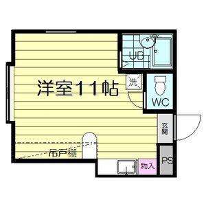 ロイヤルハイツ東八(ワンルーム/3階)の間取り写真