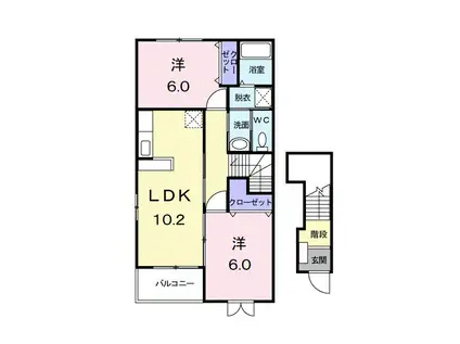 アモロッソ・TOMO(2LDK/2階)の間取り写真