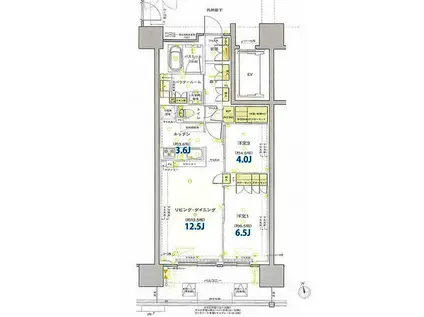 プレミスト郡山STATION CROSS(2LDK/4階)の間取り写真