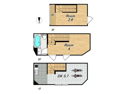 GARNET RESIDENCE 東寺(2DK/1階)の間取り写真