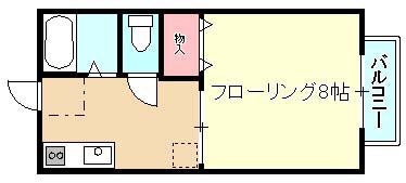 蓮見育英センターD(1K/2階)の間取り写真