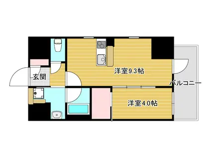 エステムコート難波サウスプレイスVIIリアン(1DK/15階)の間取り写真