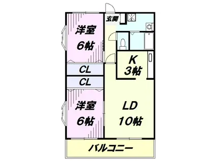 リクレイム狭山台(2LDK/2階)の間取り写真