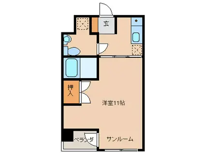 グランドONE(1K/4階)の間取り写真