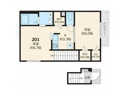 フェリシア(1LDK/2階)の間取り写真