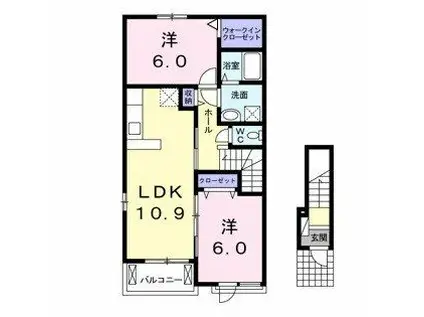 クレアール鈴鹿B(2LDK/2階)の間取り写真