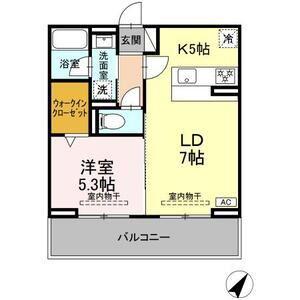 セレーナ東静岡(1LDK/2階)の間取り写真